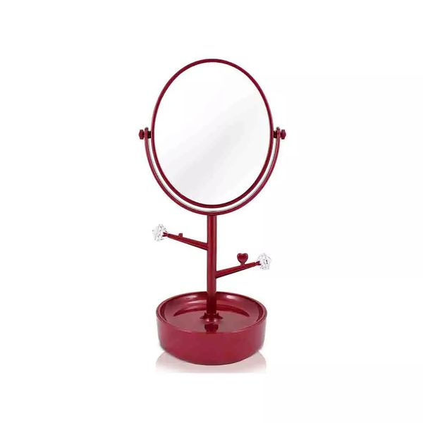 Espelho de Mesa Jacki Design com Compartimento para Jóias Vermelho