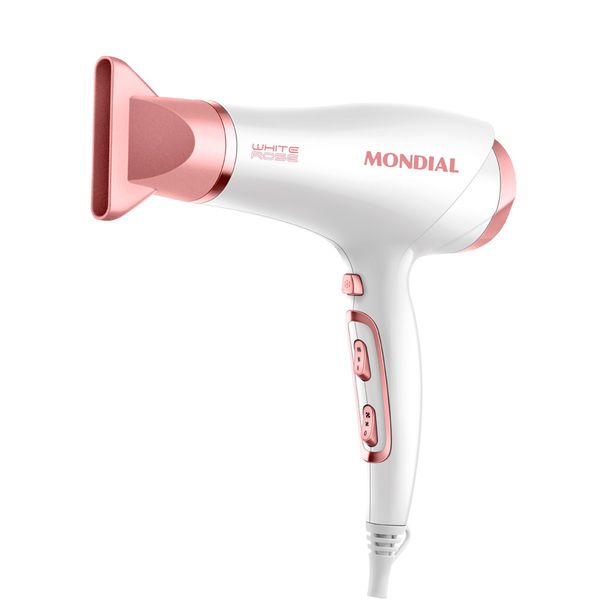 Secador de Cabelo Mondial SCN-50 2000W Branco e Rosé - 220V Secador de Cabelo Mondial SCN-50 2000W Branco e Rosé - 220V
