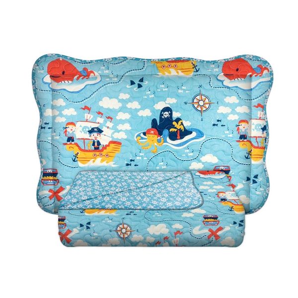 Kit de Colcha Solteiro Infantil Santista Boutis Poliéster e Algodão Pirata 2 Peças Kit de Colcha Solteiro Infantil Santista Boutis Poliéster e Algodão Pirata 2 Peças