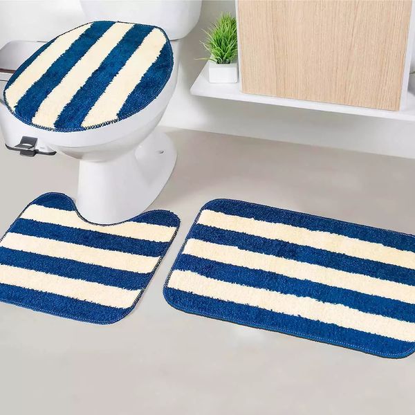 Jogo de Tapetes para Banheiro Tapetes Junior Tecil Pop Topázio Azul Antiderrapante 3 Peças Jogo de Tapetes para Banheiro Tapetes Junior Tecil Pop Topázio Azul Antiderrapante 3 Peças