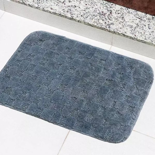 Tapete para Banheiro Tapetes Junior Jasmim 40x60cm Cinza Antiderrapante