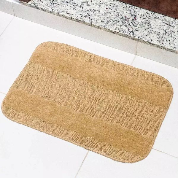 Tapete para Banheiro Tapetes Junior Esmeralda em Polipropileno 40x60cm Bege Antiderrapante