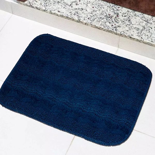 Tapete para Banheiro Tapetes Junior Esmeralda em Polipropileno 40x60cm Azul Petróleo Antiderrapante