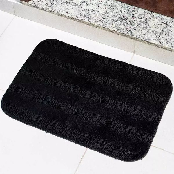 Tapete para Banheiro Tapetes Junior Esmeralda em Polipropileno 40x60cm Preto Antiderrapante