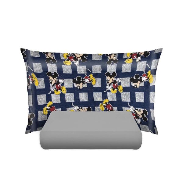 Jogo de Cama Solteiro Portallar em Malha Disney Doce Vida Mickey Mescla com 2 Peças Jogo de Cama Solteiro Portallar em Malha Disney Doce Vida Mickey Mescla com 2 Peças