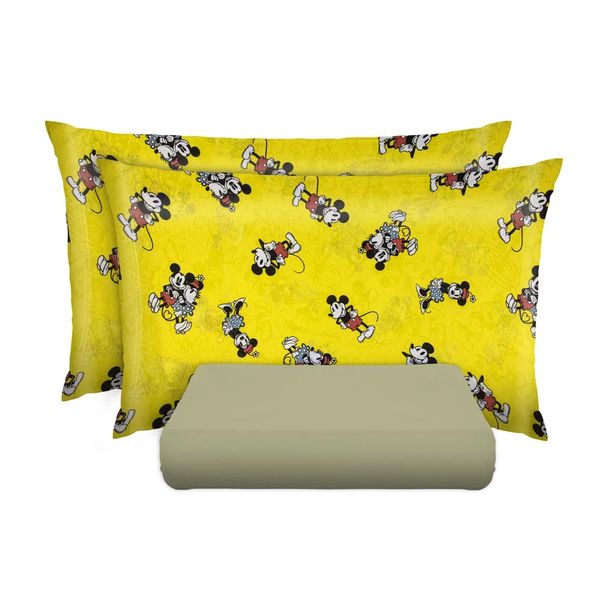 Jogo de Cama Casal Portallar em Malha Disney Doce Vida Mickey 90 anos com 3 Peças Jogo de Cama Casal Portallar em Malha Disney Doce Vida Mickey 90 anos com 3 Peças