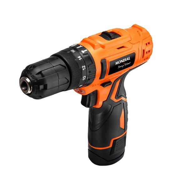 Parafusadeira e Furadeira com Impacto Mondial PI-RH-01M à Bateria com Maleta - 12V Bivolt Parafusadeira e Furadeira com Impacto Mondial PI-RH-01M à Bateria com Maleta - 12V Bivolt