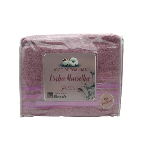 Jogo de Toalhas Groh Marselha 100% Algodão Açaí Rosa 4 Peças Jogo de Toalhas Groh Marselha 100% Algodão Açaí Rosa 4 Peças