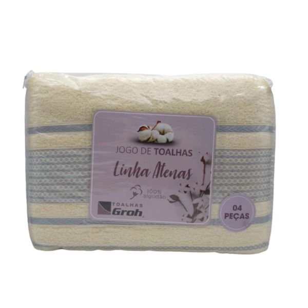 Jogo de Toalhas Groh Atenas 100% Algodão Pérola Bege 4 Peças Jogo de Toalhas Groh Atenas 100% Algodão Pérola Bege 4 Peças