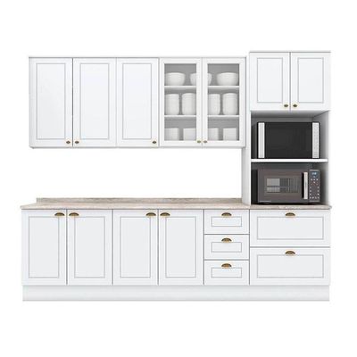 Cozinha Modulada Americana 7 Peças 2 Aéreos + 2 Balcões + 1 Paneleiro + 2 Complementos C5p49 Branco2 Aéreos + 1 Balcão + 1 Complemento