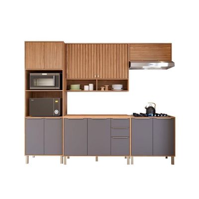 Kit Cozinha Modulada 5 Peças Divina 2 Aéreos + 2 Balcões + 1 Torre Quente C5p187 Freijó Titanium