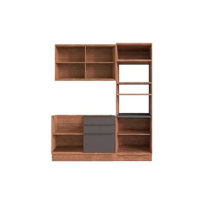 Cozinha Modulada Completa Versalis 3 Peças 1 Aéreo + Balcão + 1 Torre Quente C3p192 Freijó Grafite Herval