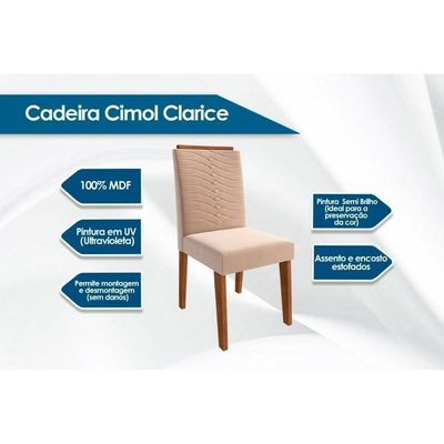 Kit 4 Cadeiras Sala Jantar Clarice 4 Un Madeirado Suede Joli Capuccino Cimol
