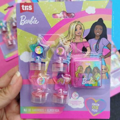 KIT DE CARIMBOS AUTOTINTADO E ALMOFADA BARBIE 5 PEÇAS - TRIS