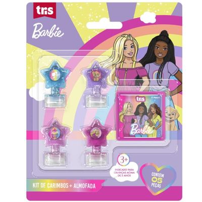 KIT DE CARIMBOS AUTOTINTADO E ALMOFADA BARBIE 5 PEÇAS - TRIS