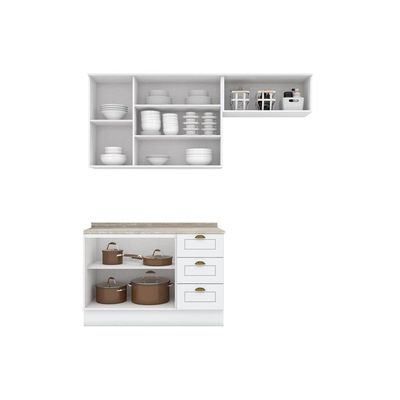 Cozinha Completa 4 Peças Americana 2 Aéreos 1 Balcão 1 Complemento Cz148 Branco