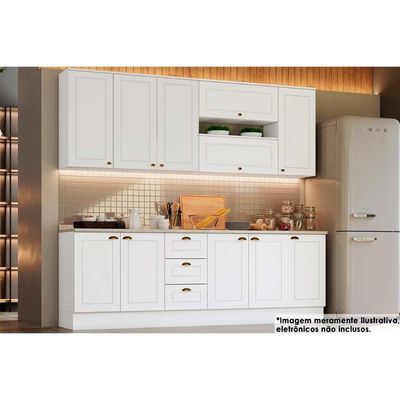Cozinha Completa 10 Peças Americana 4 Aéreos 3balcões 3 Complementos C5p31 Branco