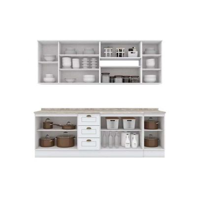 Cozinha Completa 10 Peças Americana 4 Aéreos 3balcões 3 Complementos C5p31 Branco
