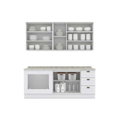 Cozinha Completa Americana 6 Peças 2 Aéreos 2 Balcões 2 Complementos C6p83 Branco
