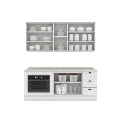 Cozinha Completa Americana 6 Peças 2 Aéreos 2 Balcões 2 Complementos C6p83 Branco