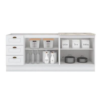 Kit Cozinha Modulada 3 Peças Americana 2balcões + 1 Complemento Sem Pia Cz137 Branco
