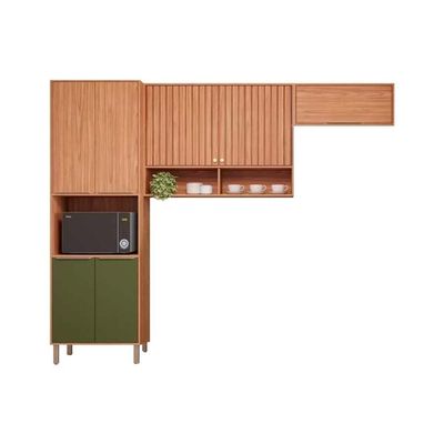 Cozinha Modulada Completa Divina 3 Peças 2aéreos+ 1 Paneleiro Cz045 Freijó Off White