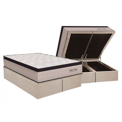 Cama Box Baú Queen: Colchão Molas Masterpocket Ensacadas Orthoflex Memory Hp + Base Crc Suede Clean (158x198)
