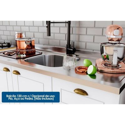 Cozinha Completa 6 Peças Americana 2 Aéreos 2 Balcões 1 Paneleiro 1 Complemento Com Pés C5p61 Branco
