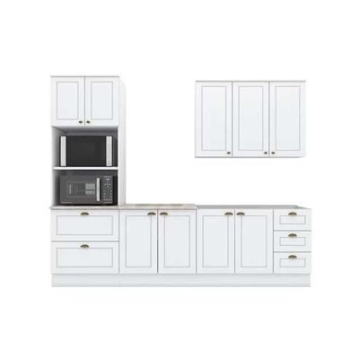 Cozinha Modulada Completa Americana Peças 5 Peças 1 Aéreo + 2 Balcões + 1 Paneleiro + 1 Complemento C5p30 Branco