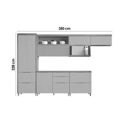 Cozinha Completa Marquesa 6 Peças 3 Aéreos 2 Balcões 1 Paneleiro C6p86 Nature Verde