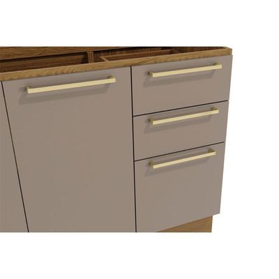 Kit Cozinha Modulada 7 Peças Botanic 2 Aéreos + 2 Balcões + 1 Paneleiro + 2 Complementos C7p36 Nogueira Verde