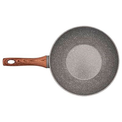Frigideira Wok Panela Cerâmica Indução Antiaderente 28cm Mimo Style Linha Grafito Cook 4,15 Litros Para Yakisoba Com Tampa De Vidro
