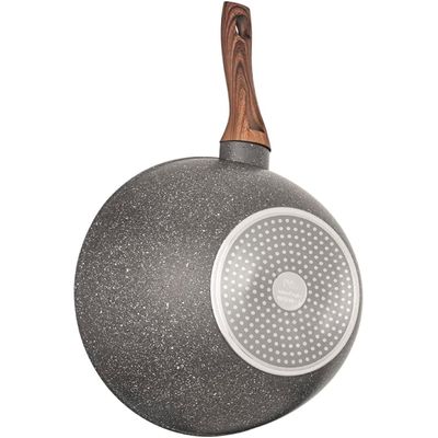 Frigideira Wok Panela Cerâmica Indução Antiaderente 28cm Mimo Style Linha Grafito Cook 4,15 Litros Para Yakisoba Com Tampa De Vidro