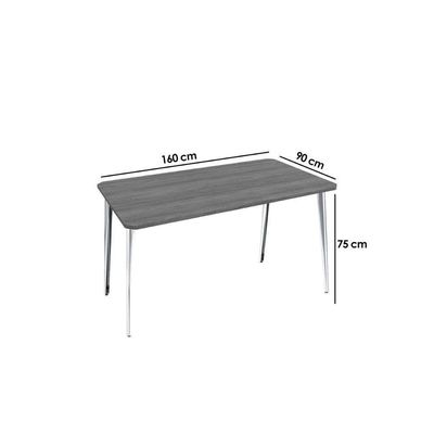 Conjunto Mesa De Cozinha Iguaçu Tampo Madeirado 90x160cm E 6 Cadeiras Holanda Cromado Nogueira Preto Kappesberg