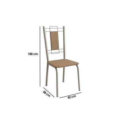 Conjunto Mesa De Cozinha Sena Tampo Madeirado 90x160cm E 4 Cadeiras Florença Niquel Nogueira Capuccino Kappesberg