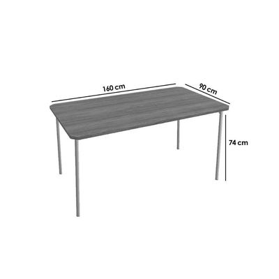 Conjunto Mesa De Cozinha Sena Tampo Madeirado 90x160cm E 4 Cadeiras Florença Niquel Nogueira Capuccino Kappesberg