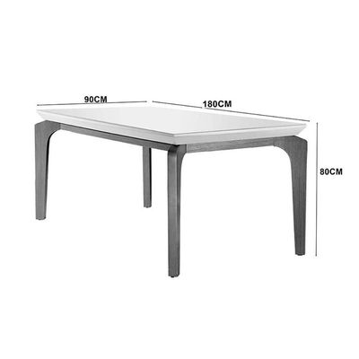 Conjunto Mesa Sala Jantar Londrina Tampo Madeirado Com Vidro 180x90cm E 6 Cadeiras Imperatriz Imbuia Grafite Rufato