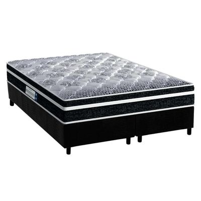 Cama Box King: Colchão Ortopédico Probel D33 Anatômico Advanced Tech1500 Plus + Base Crc Suede Black (193x203)