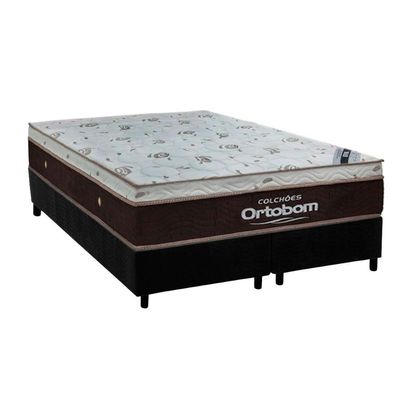 Cama Box: Colchão Molas Masterpocket Ensacadas Ortobom Sleep King + Base Crc Suede Black (193x203)