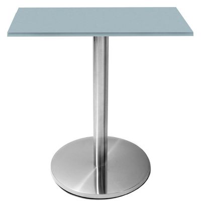 Mesa Beta Inox 75 Cm altura Disco Redondo Tampo Mdp Quadrado 60 Cm Largura X 2,50 Cm Altura Cinza
