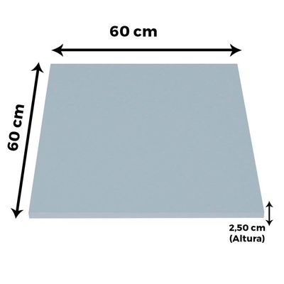 Mesa Beta Inox 75 Cm altura Disco Redondo Tampo Mdp Quadrado 60 Cm Largura X 2,50 Cm Altura Cinza