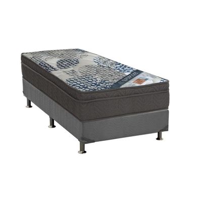 Cama Box Solteiro: Colchão Molas Superpocket Ensacadas Ortobom Iso Firme + Base Crc Suede Gray (78x188)