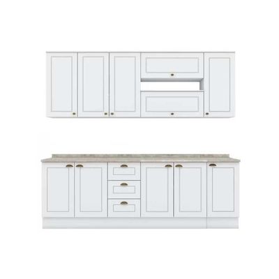 Kit Cozinha Modulada 10 Peças Americana 4aéreos+3balcões+3complementos C5p31 Branco2 Aéreos + 1 Balcão + 1 Complemento