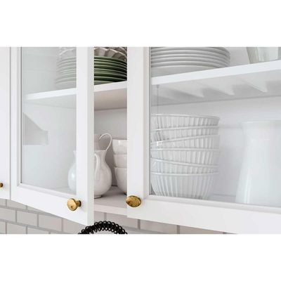 Kit Cozinha Modulada 9 Peças Americana 3 Aéreos + 3 Balcões +3complementos C5p37 Branco2 Aéreos + 1 Balcão + 1 Complemento