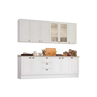 Cozinha Completa 9 Peças Americana 3 Aéreos 3 Balcões 3 Complementos C5p37 Branco