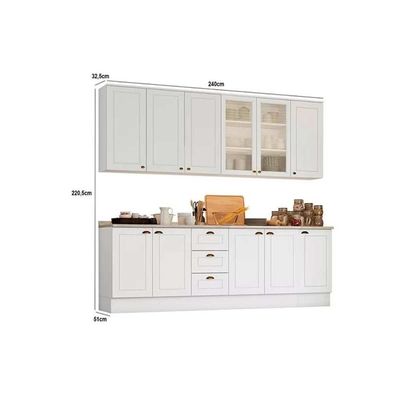 Cozinha Completa 9 Peças Americana 3 Aéreos 3 Balcões 3 Complementos C5p37 Branco