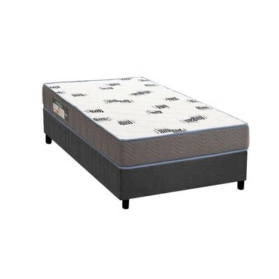 Cama Box Solteiro: Colchão Espuma D33 Ortobom Light Saúde + Base Crc Suede Gray (78x188)