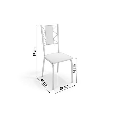Sala De Jantar Volga Com Tampo De Vidro 90cm E 4 Cadeiras Lisboa Cromada Courano Branco