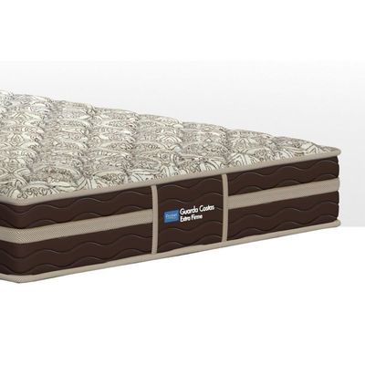 Cama Box Baú Casal: Colchão Ortopédico Probel Wood Guarda Costa Brown + Base Crc Suede Brown (138x188)