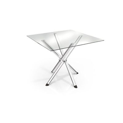 Conjunto Mesa De Cozinha Volga Com Tampo De Vidro 90cm E 4 Cadeiras Lisboa Cromada Courano Branco Kappesberg